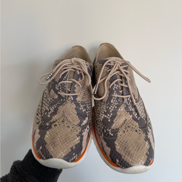 Cole Haan Snakeskin Embossed Leather Lace-Up Sneakers - Picture 6 of 6